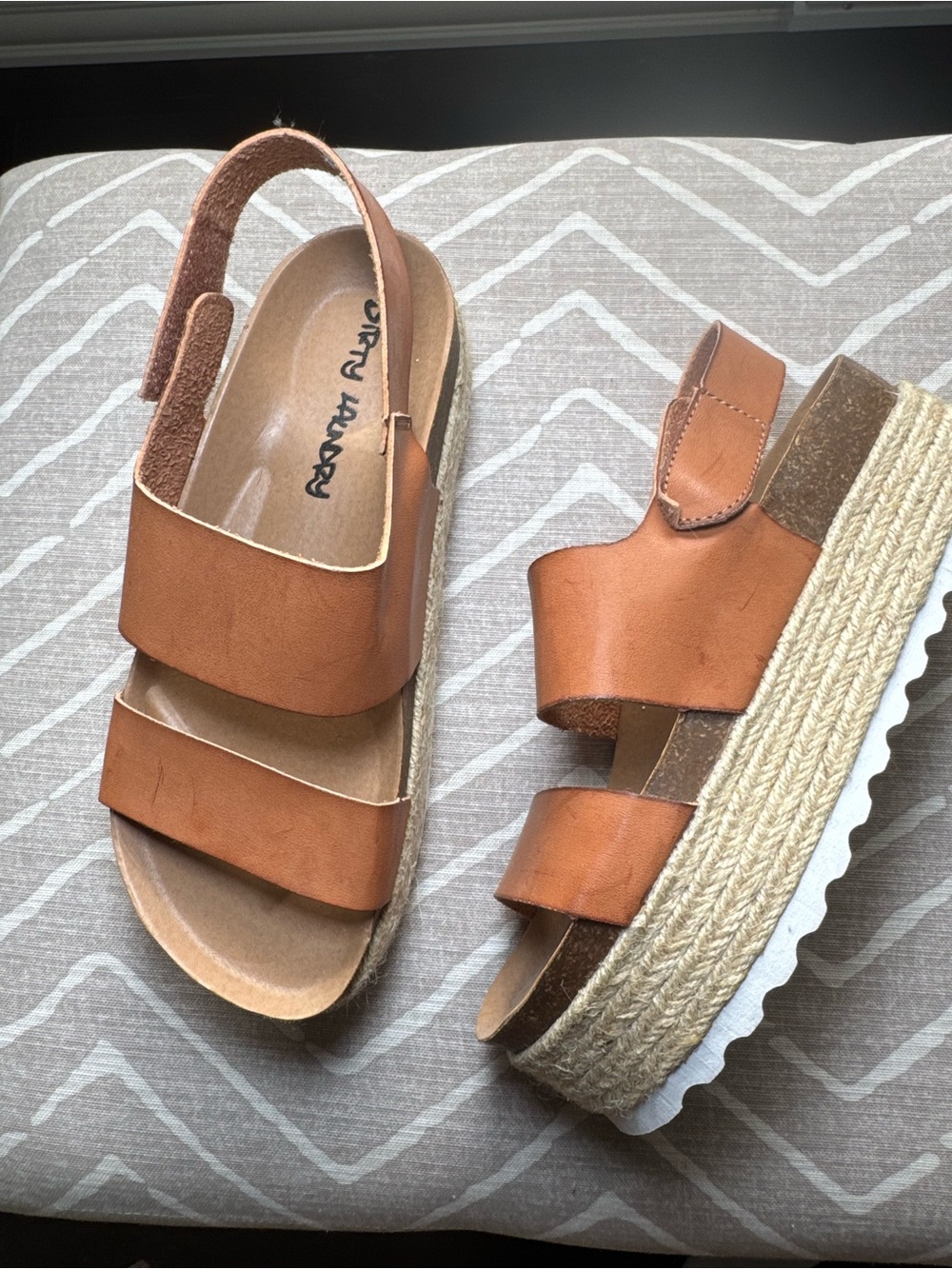 Dirty Laundry Tan Double-Strap Platform Espadrille Sandals